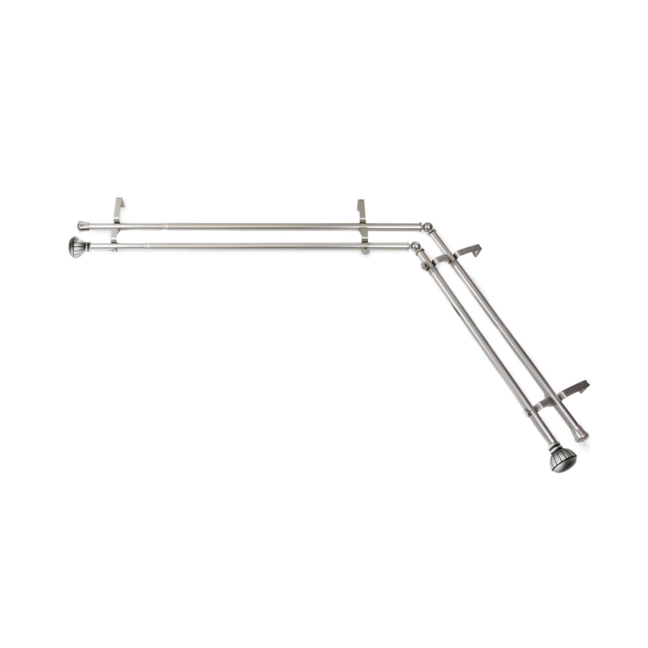 Rod Desyne Magnolia 13 by 16" Double Corner Window Curtain Rod 120-170" - Satin Nickel